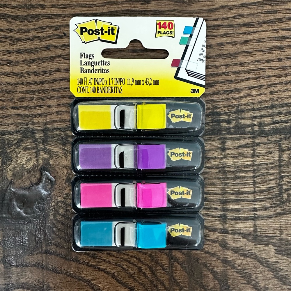 Post-it Flags in Yellow, Purple, Pink, and Blue